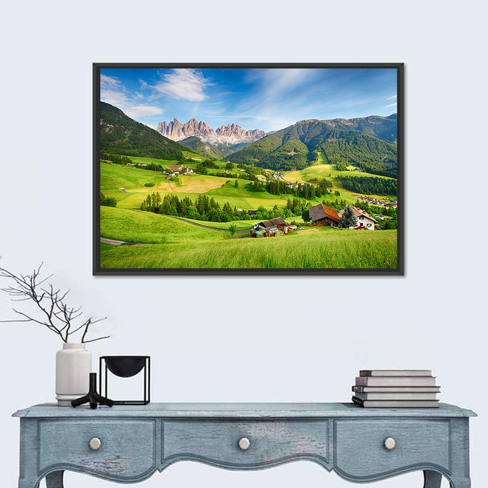 Val Di Funes, Dolomites Wall Art in a room, landscape