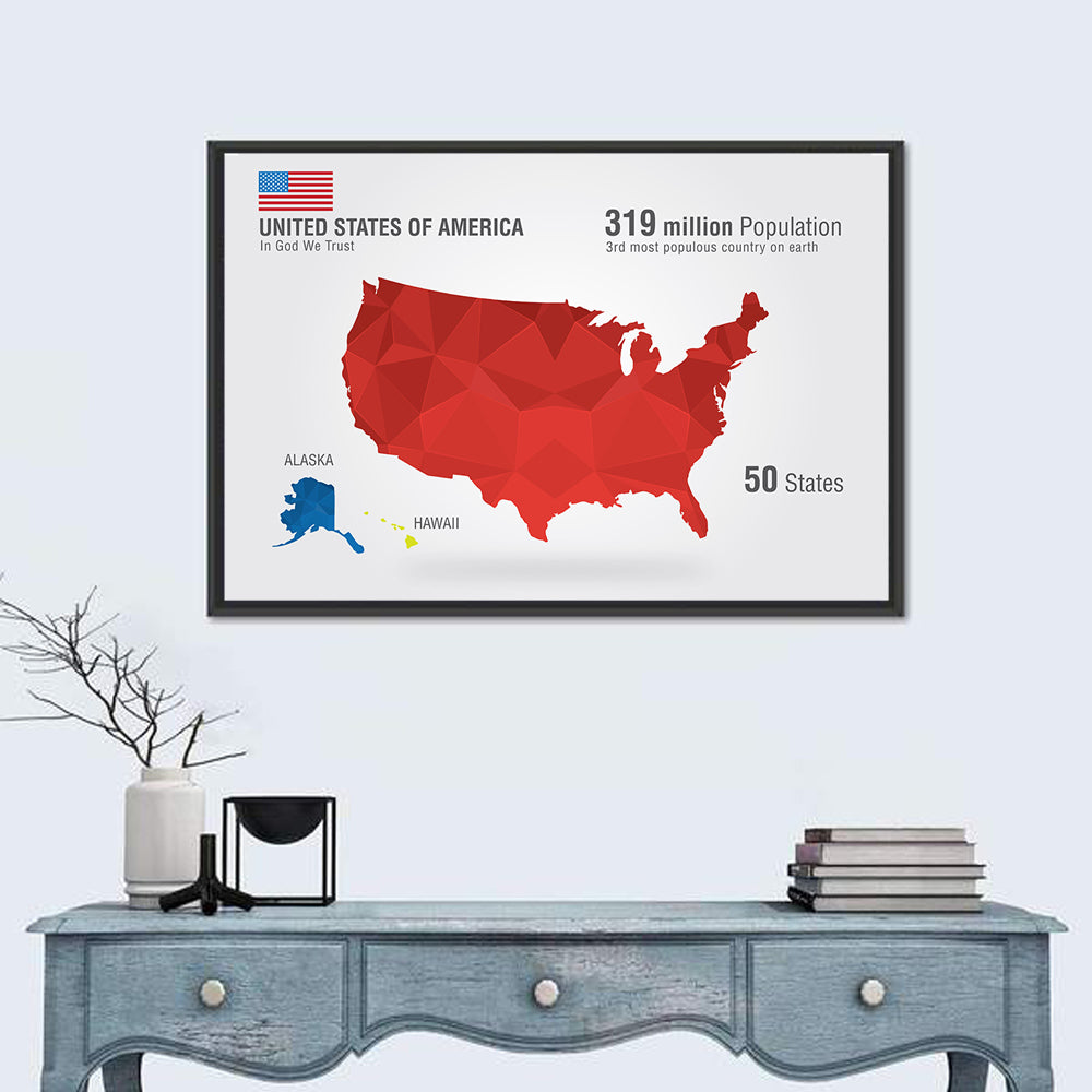 United States Geometric Map Wall Art