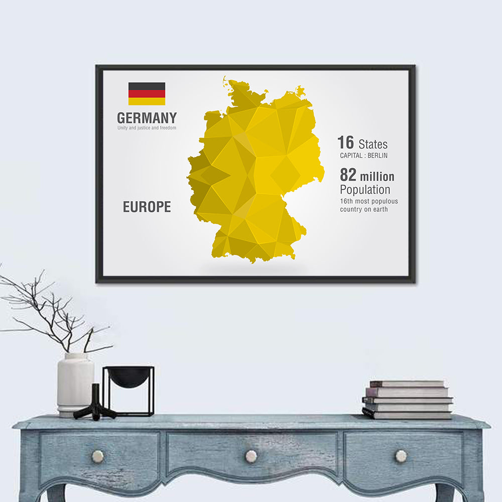Germany Geometric Map Wall Art in a room, landscape