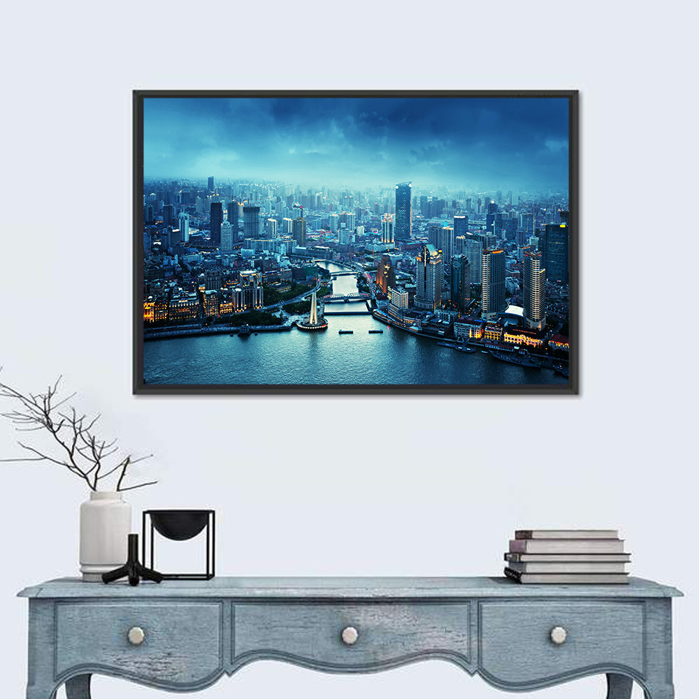 Shanghai at Sunset Wall Art in a room, landscape