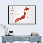 Japan Map Infographic with Tokyo Marker Wall Art