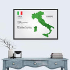Geometric Italy Map Infographic Wall Art