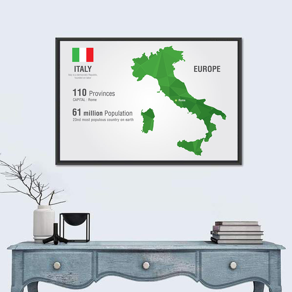 Geometric Italy Map Infographic Wall Art