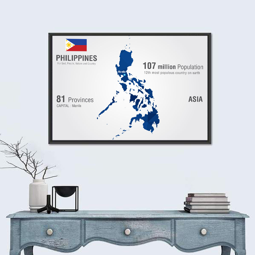 Philippines Map Infographic Wall Art