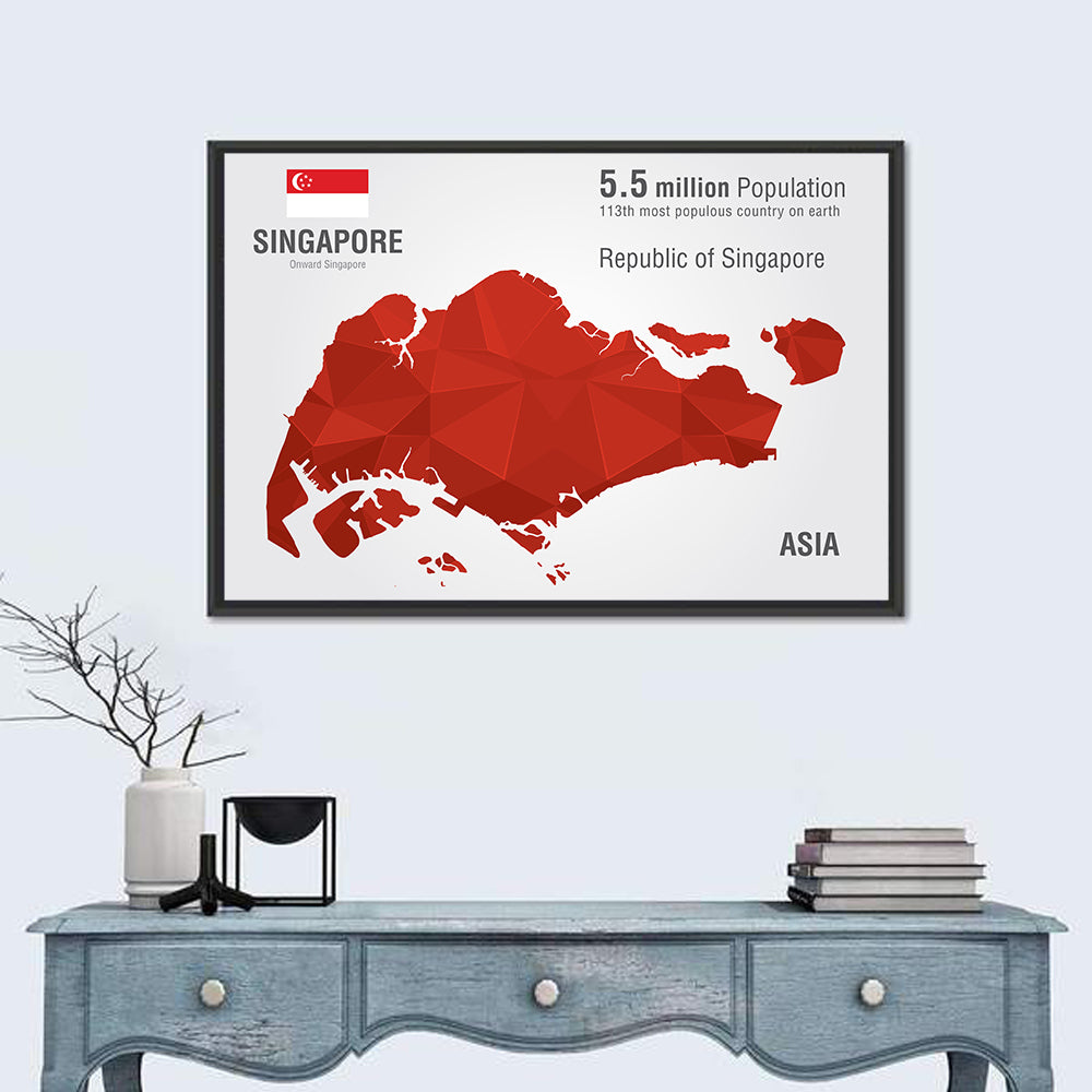 Singapore Low-poly Map Wall Art