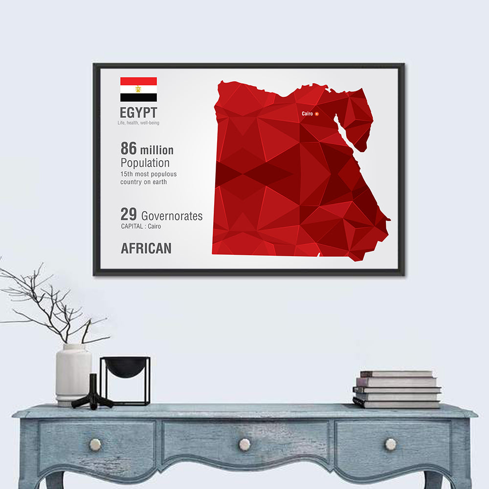 Egypt Geometric Map Wall Art in a room, landscape