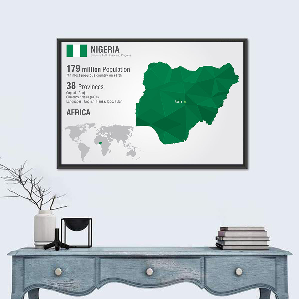 Geometric Map of Nigeria Wall Art
