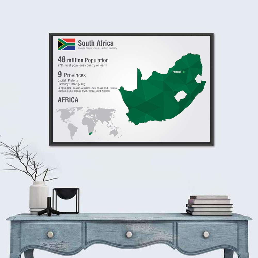 South Africa Geometric Map Wall Art