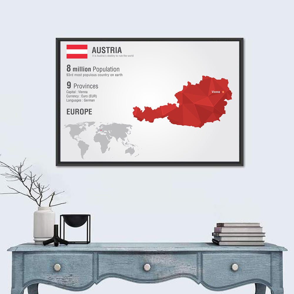 Austria Geometric Map Wall Art