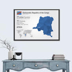 Democratic Republic of the Congo Map Wall Art