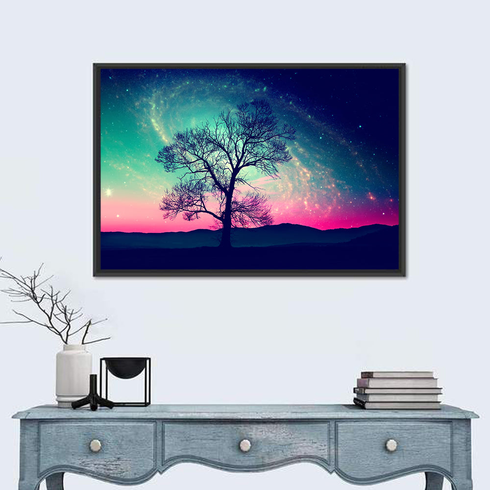 Cosmic Tree Landscape Wall Art in a room, landscape