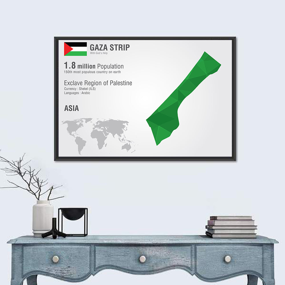 Gaza Strip Map Wall Art