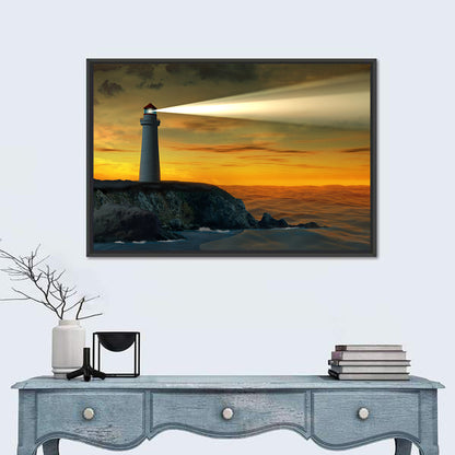 Solitary Lighthouse at Sunset Wall Art