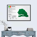 Senegal Map with Flag Wall Art