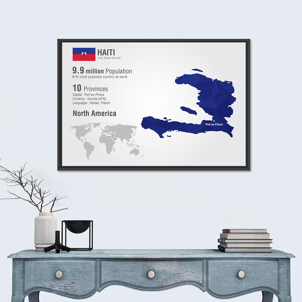 Haiti Geometric Map Wall Art