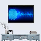 Glowing Brain Wave Visualization Wall Art
