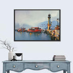 Fishing Boat at Misty Harbor Wall Art
