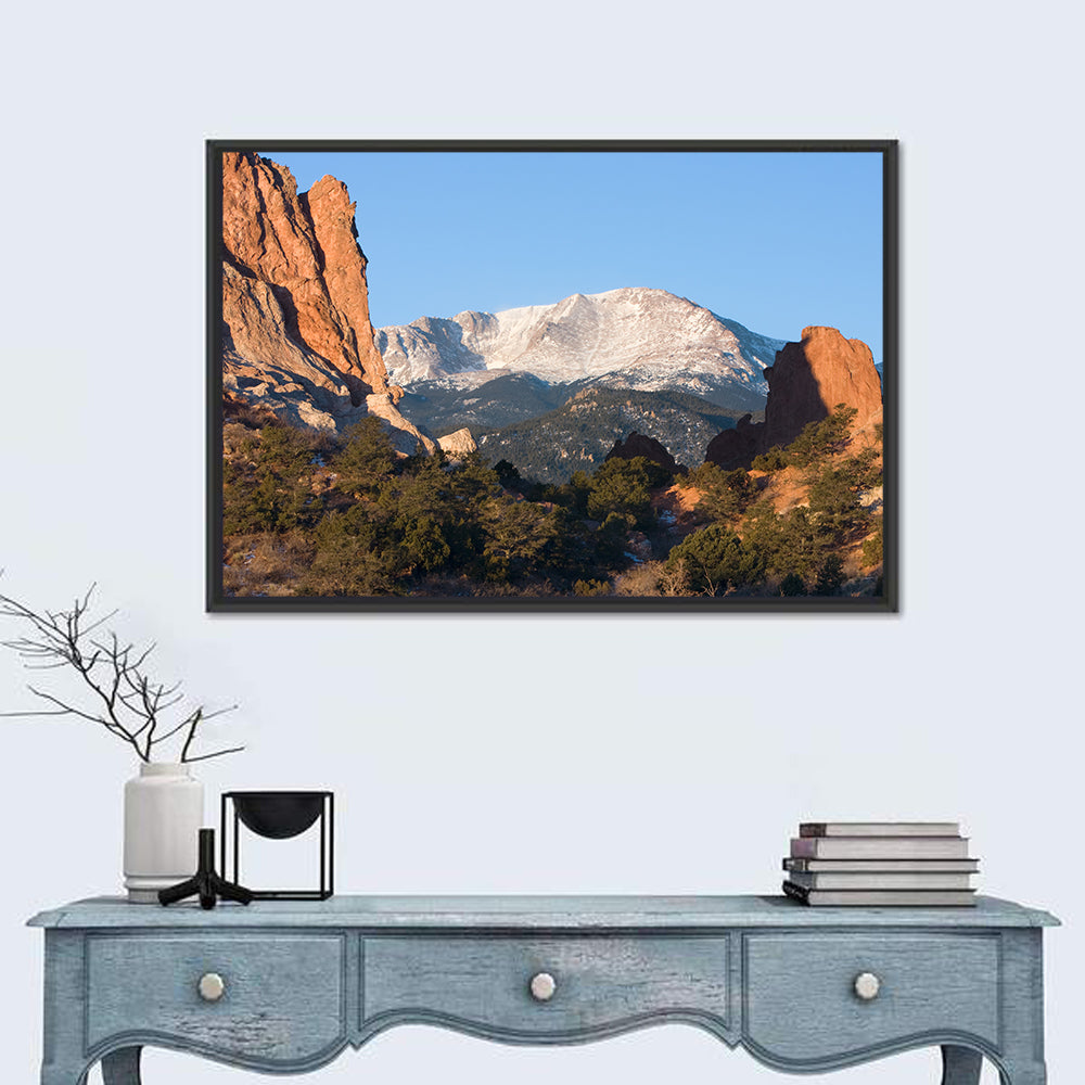 Pikes Peak Sunrise, Garden of the Gods Wall Art in a room, landscape