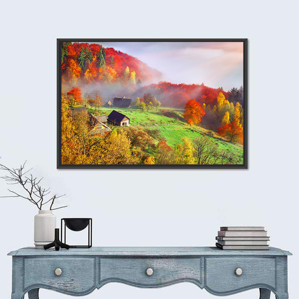 Carpathian Mountains Landscape Wall Art in a room, landscape