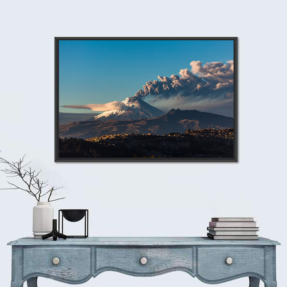Cotopaxi Volcano Eruption Wall Art in a room, landscape