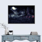 Haunted House Under Full Moon Wall Art