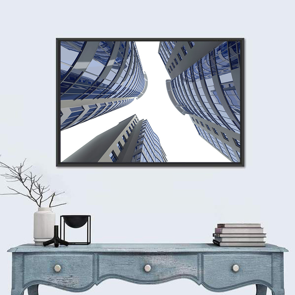 Blue Glass Skyscrapers Wall Art