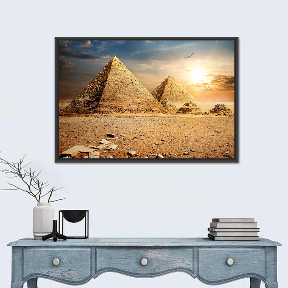 Giza Pyramids at Sunset Wall Art