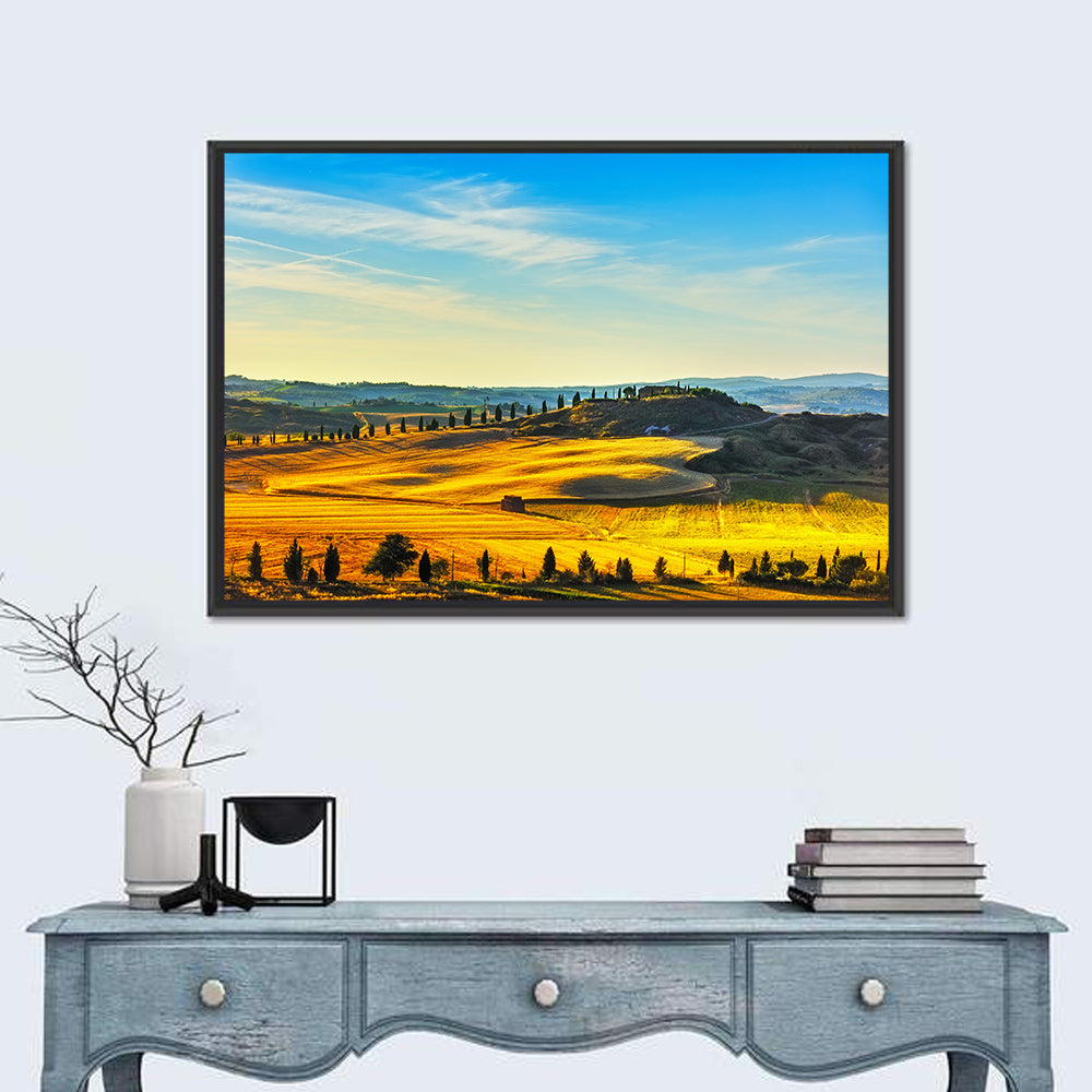 Cypress Trees Over Golden Fields Wall Art