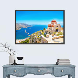 Greece Church On Cliff Of Sea Wall Art