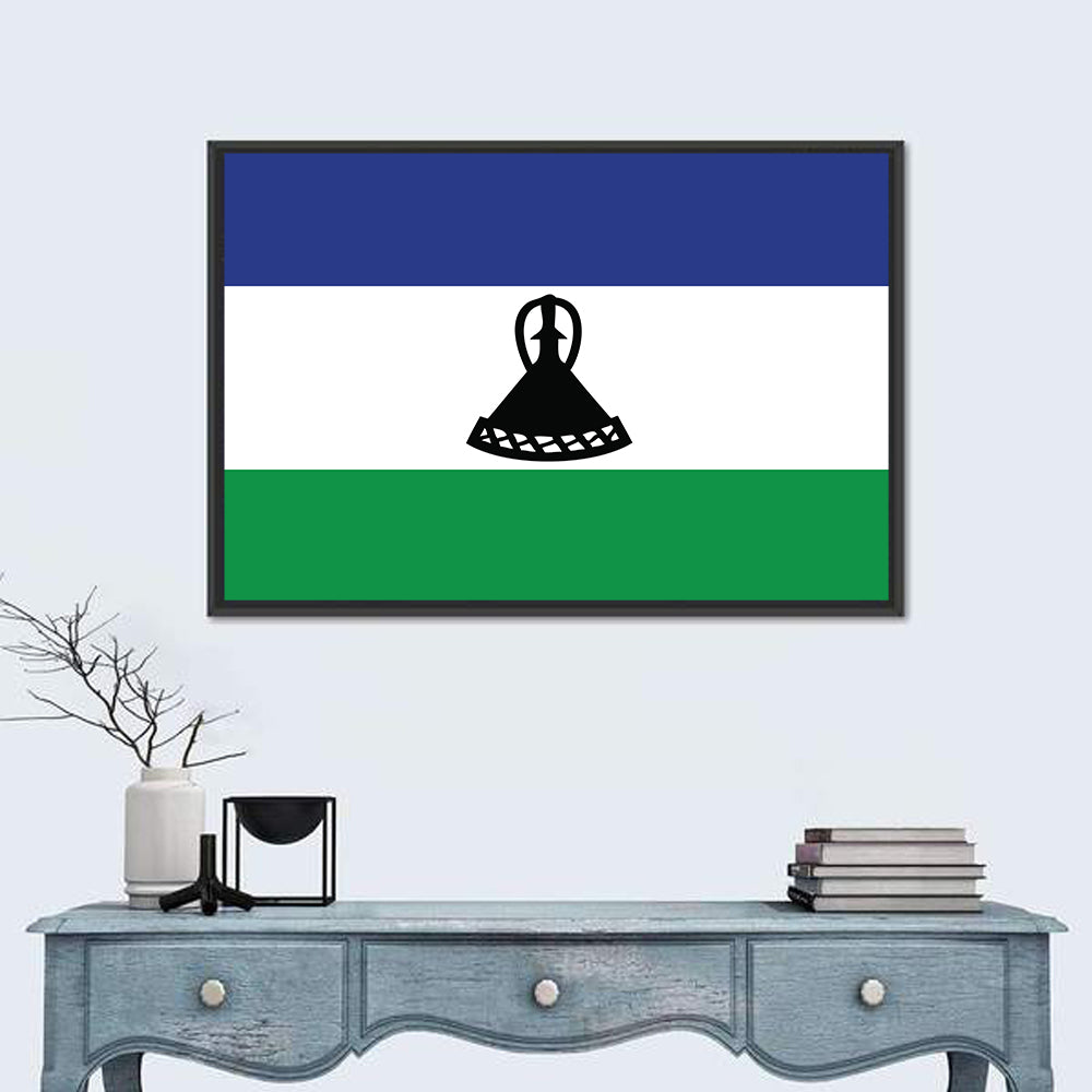 Flag of Lesotho Wall Art in a room, landscape