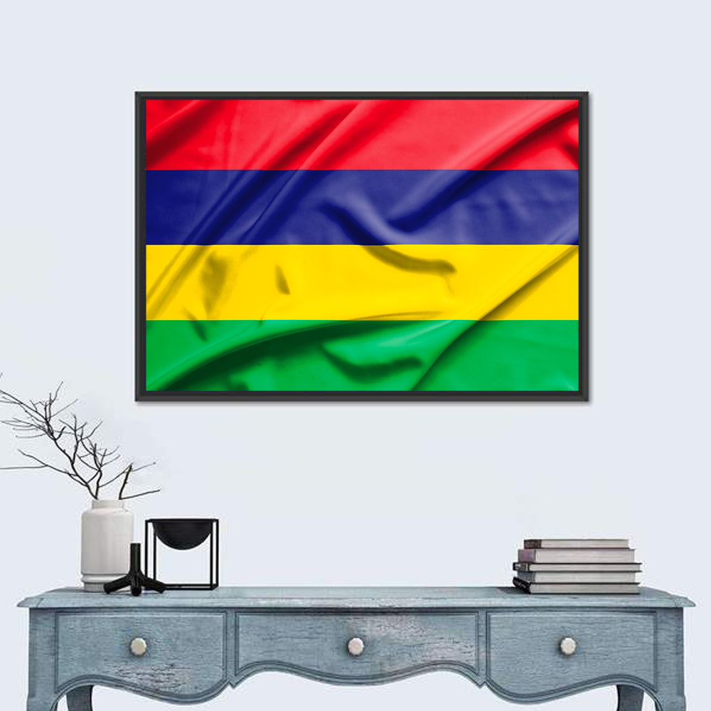 Mauritius National Flag Wall Art in a room, landscape