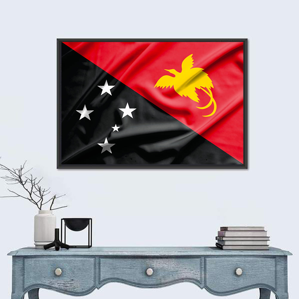Papua New Guinea Flag Graphic Wall Art in a room, landscape