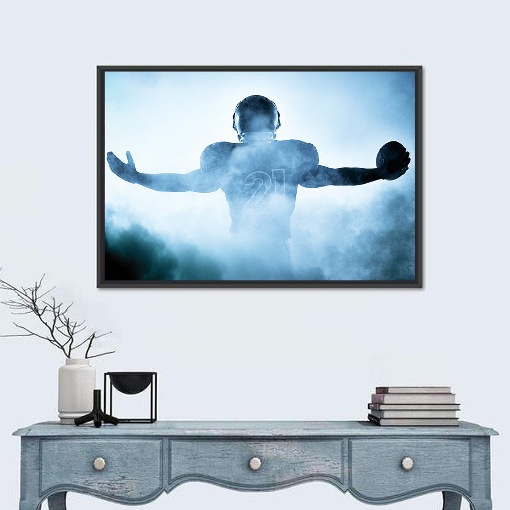 Number 21 Football Player in Fog Wall Art