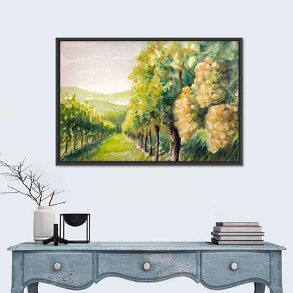 Sunlit Vineyard Watercolor Wall Art
