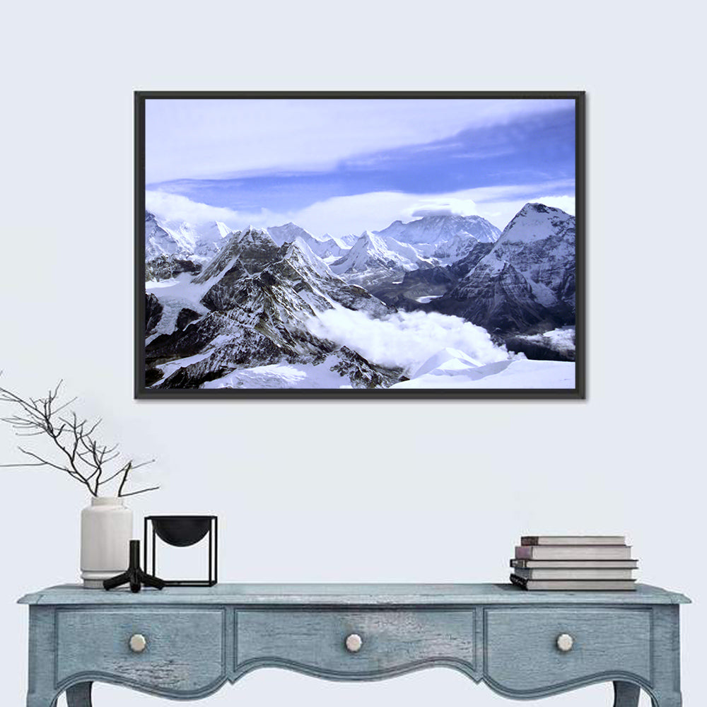 Himalayan Glacier Peaks Wall Art in a room, landscape