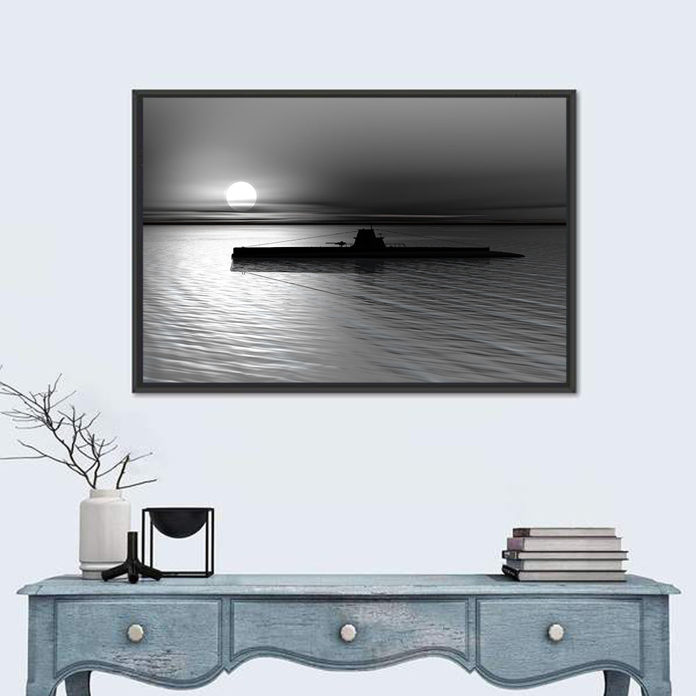 Submarine Silhouette at Dusk Wall Art