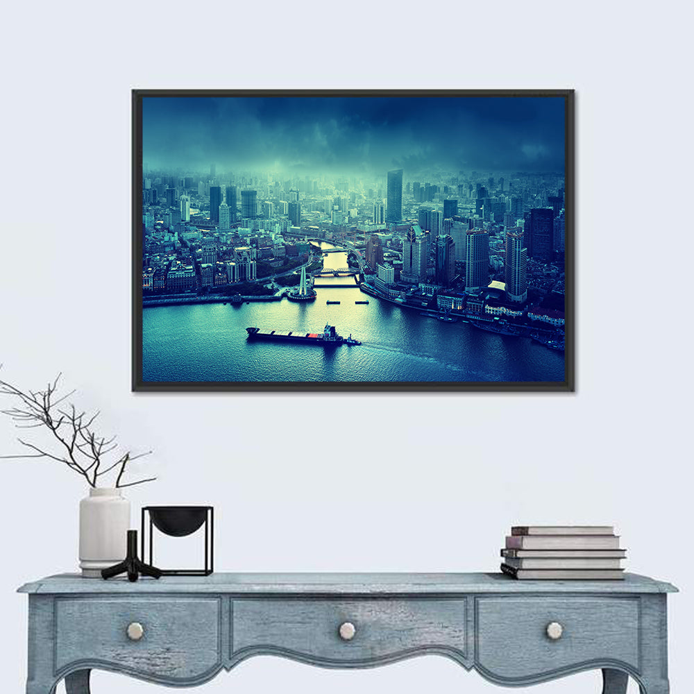 Shanghai Skyline at Sunset Wall Art