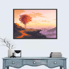Melting Autumn Tree on Cliff Wall Art