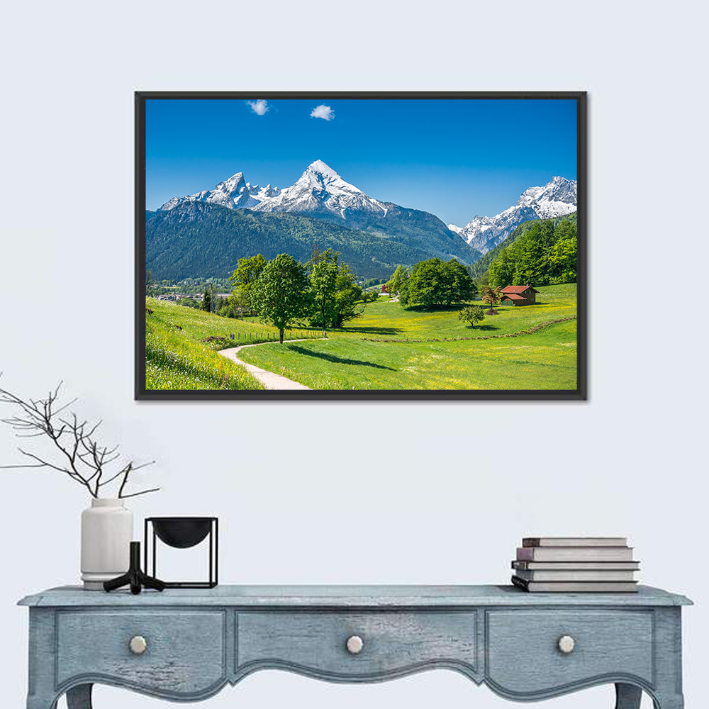 Watzmann Mountain Pastures, Berchtesgaden Wall Art in a room, landscape