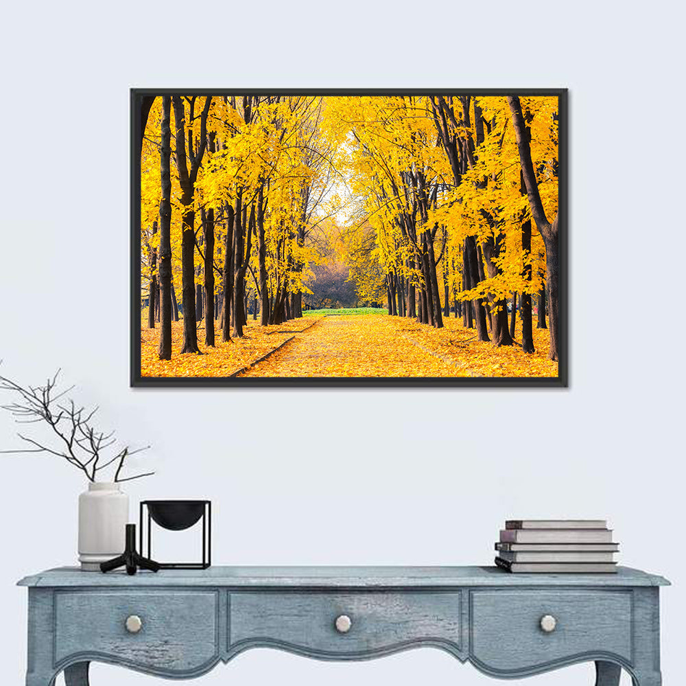 Golden Autumn Park Path Wall Art