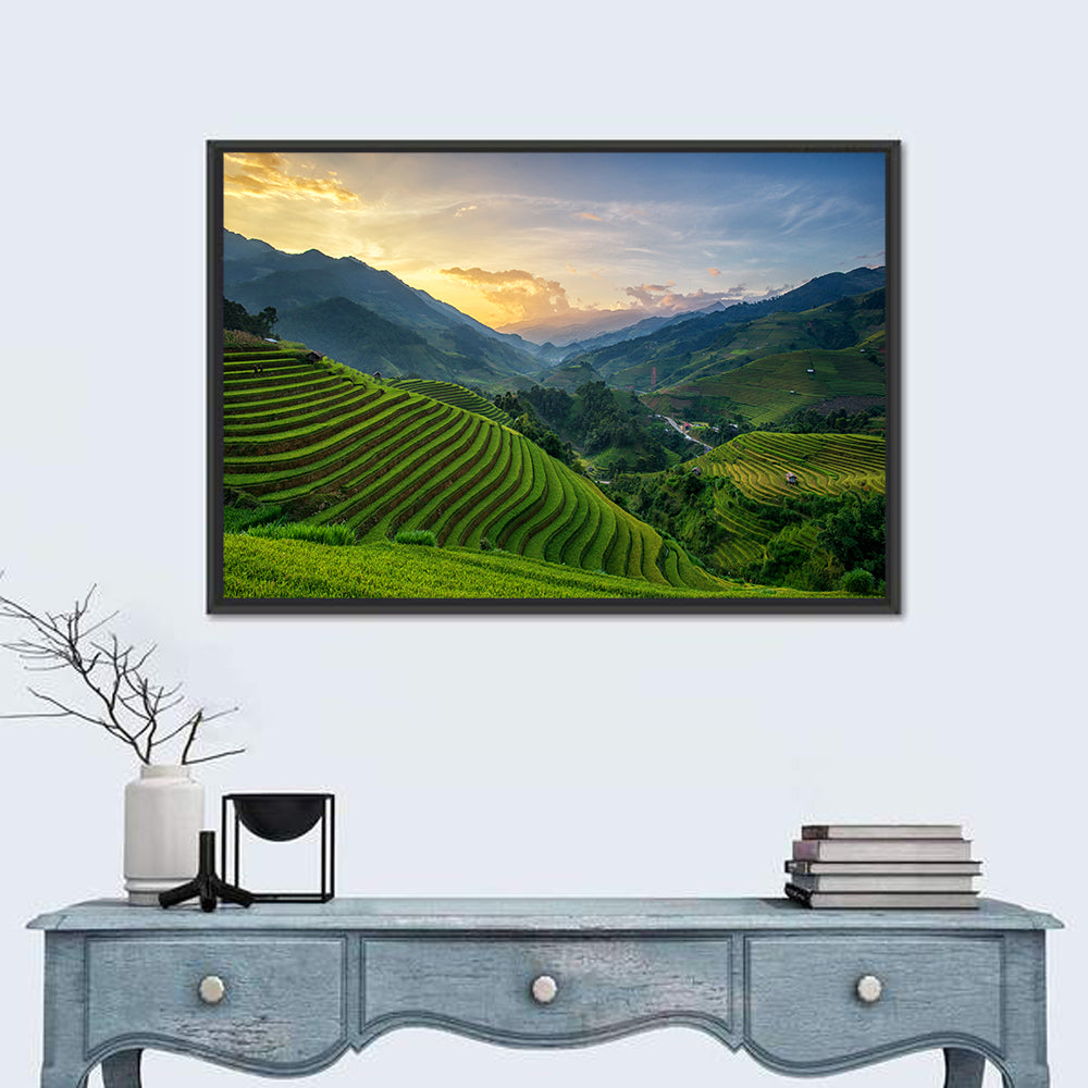 Vietnam Terraced Rice Fields Wall Art in a room, landscape