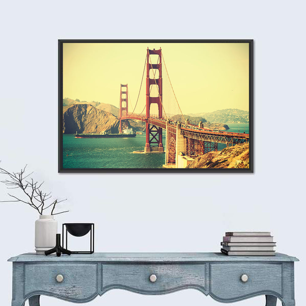 Golden Gate Bridge with Cargo Ship Wall Art