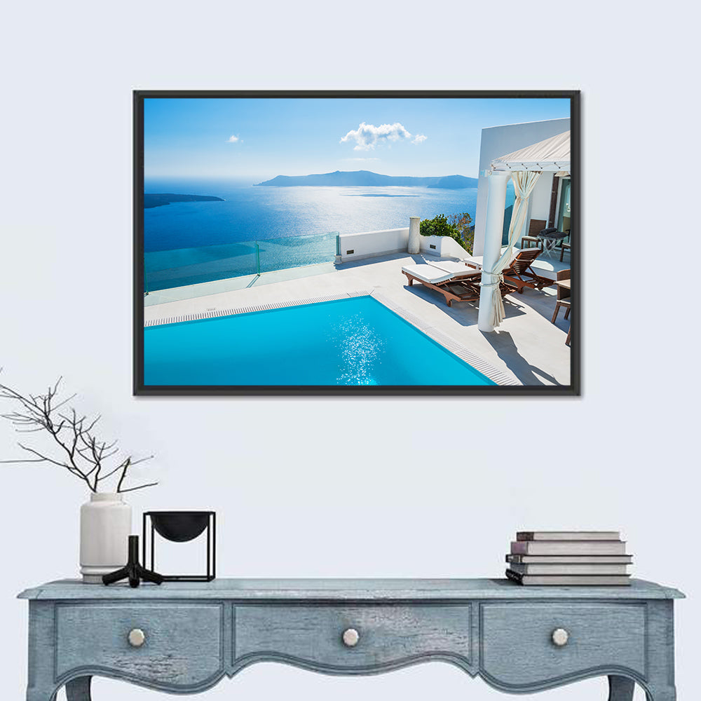 Santorini Pool Terrace View Wall Art