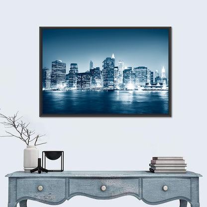 New York Night Skyline Reflection Wall Art