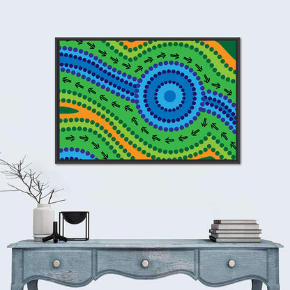 Aboriginal Dot Lake Illustration Wall Art