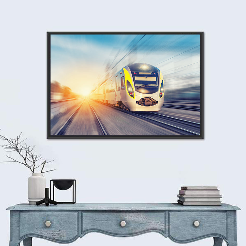Modern High-speed Train Wall Art in a room, landscape