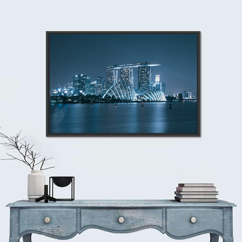 Singapore Marina Bay Skyline Wall Art in a room, landscape