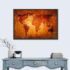 Glowing Orange World Map Wall Art