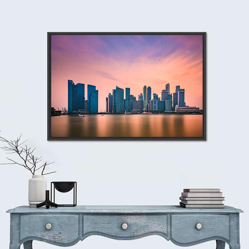 Marina Bay Singapore Skyline Wall Art in a room, landscape