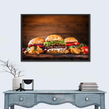 Rustic Homemade Burger Trio Wall Art